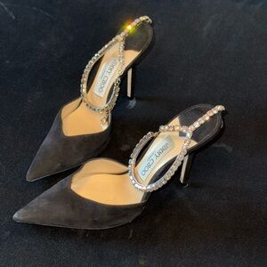 Jimmy Choo Black Crystal-Embellished Heels